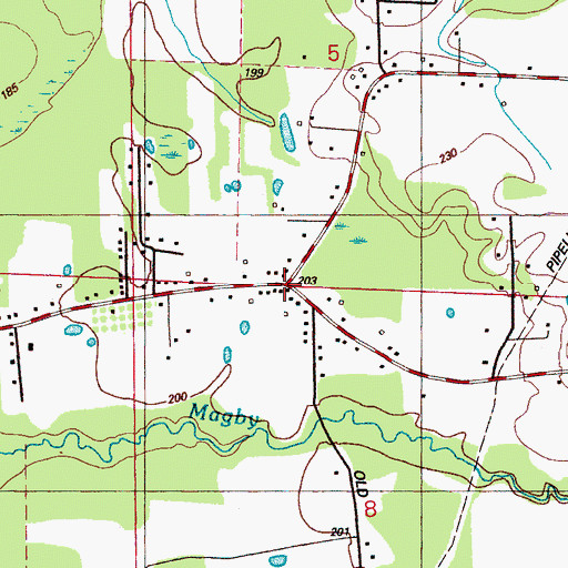 Topographic Map of Crossroads Church (historical), MS