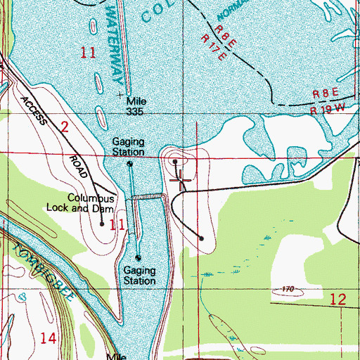 Topographic Map of Dam Site East Bank Access Area, MS