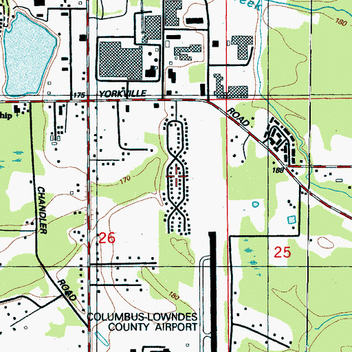 Topographic Map of Dean Acres, MS