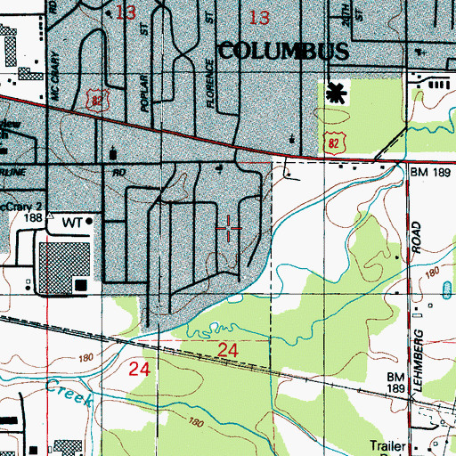 Topographic Map of Downs Subdivision, MS
