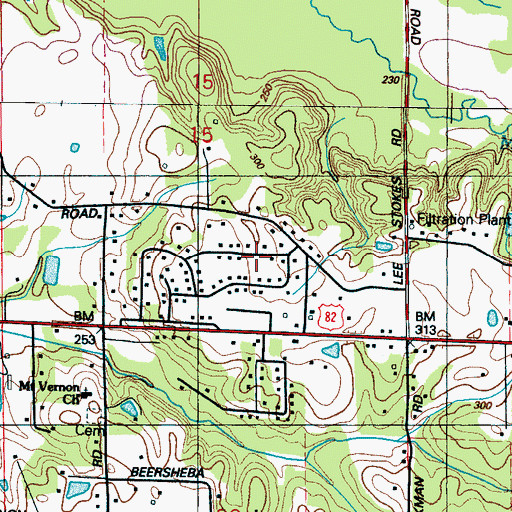 Topographic Map of Eastwood Hills, MS