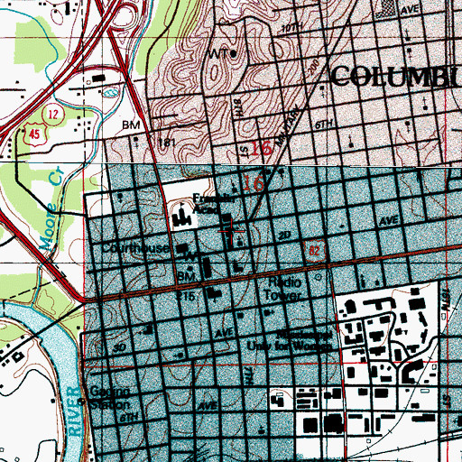 Topographic Map of First Baptist Church, MS
