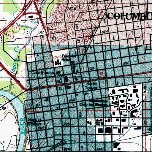 Topographic Map of First Presbyterian Church, MS