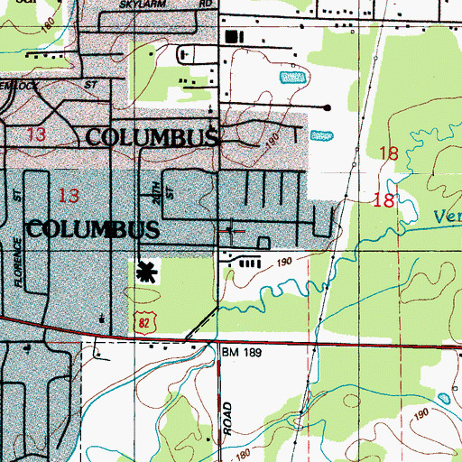 Topographic Map of First Southern Methodist Church, MS