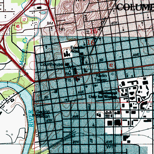 Topographic Map of First United Methodist Church, MS