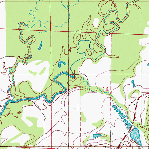 Topographic Map of Flood Branch, MS