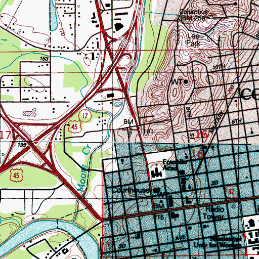 Topographic Map of Fourth Street Missionary Baptist Church, MS