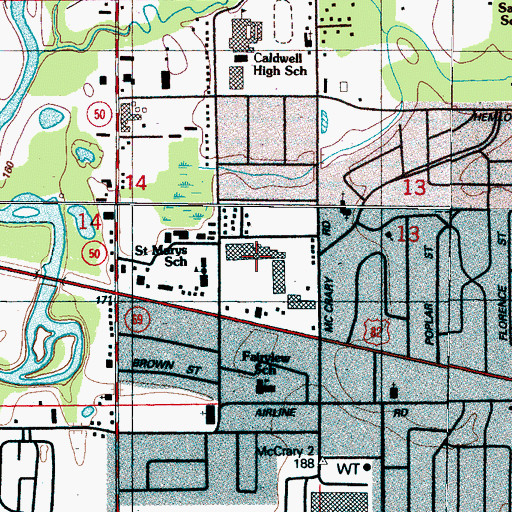 Topographic Map of Gateway Shopping Center, MS