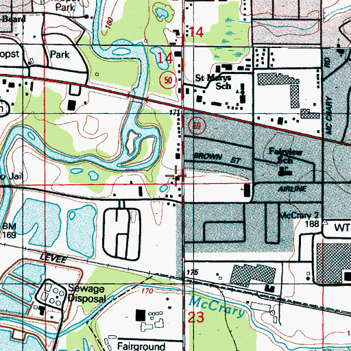 Topographic Map of Glad Tidings Assembly of God Church, MS