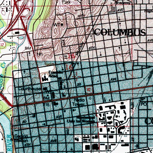 Topographic Map of Hamilton Hall, MS