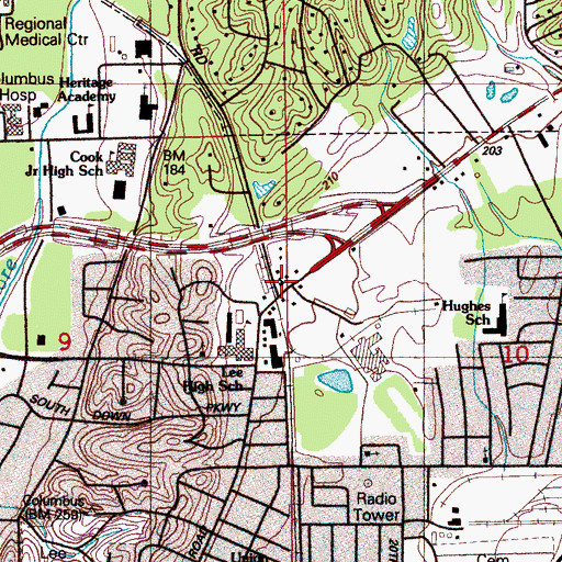 Topographic Map of Harvest Bible Church, MS