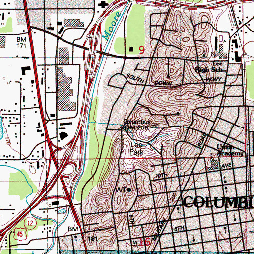 Topographic Map of Hickory Sticks, MS
