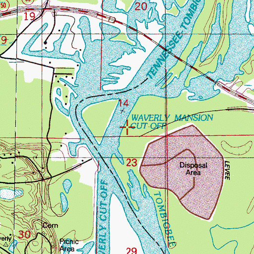 Topographic Map of Highway Fifty Access Area, MS