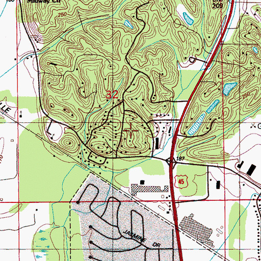 Topographic Map of Holly Hills, MS