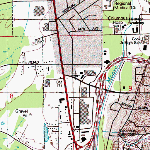 Topographic Map of Immanuel Baptist Church, MS