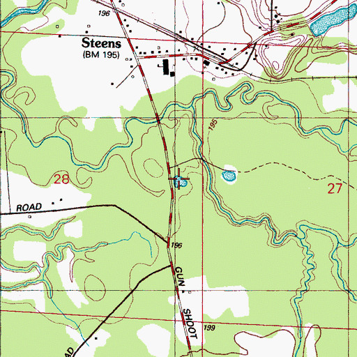 Topographic Map of Jamisons Mill Pond, MS