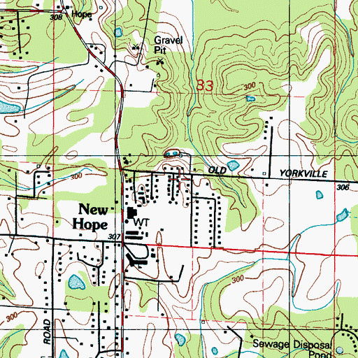 Topographic Map of Kerry Estates, MS