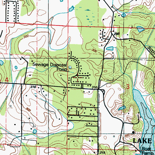 Topographic Map of Lakeover Estates, MS