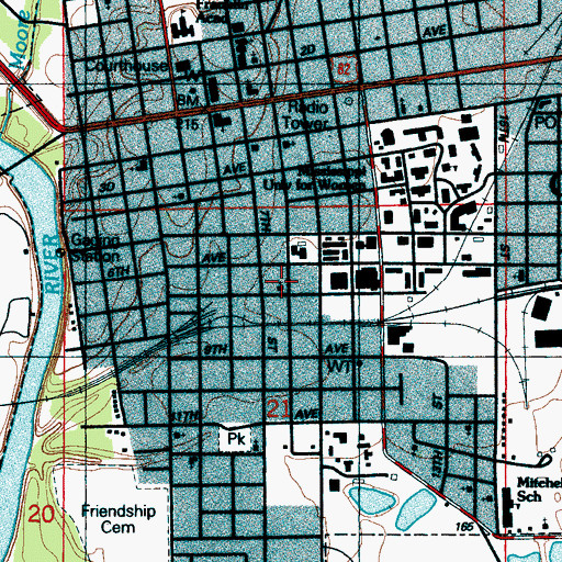 Topographic Map of Landmark Baptist Church, MS