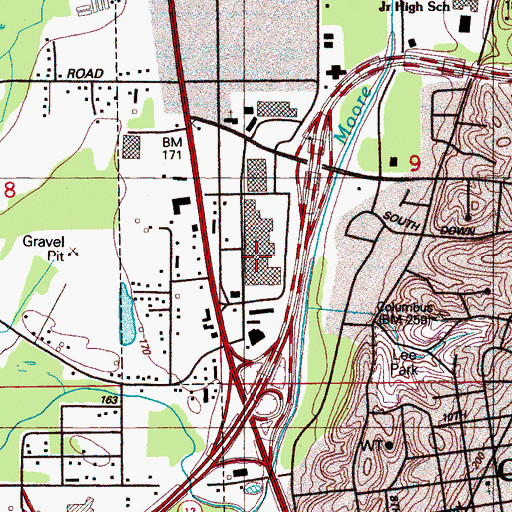 Topographic Map of Leigh Mall Shopping Center, MS