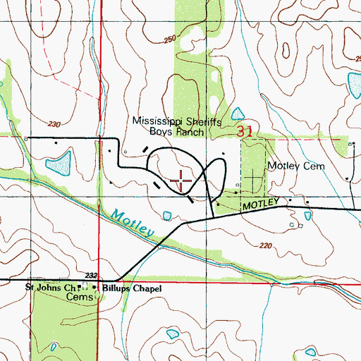 Topographic Map of Lowndes County Farm (historical), MS