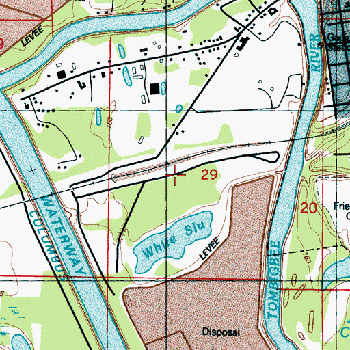 Topographic Map of Lowndes County Riverside Industrial Park, MS