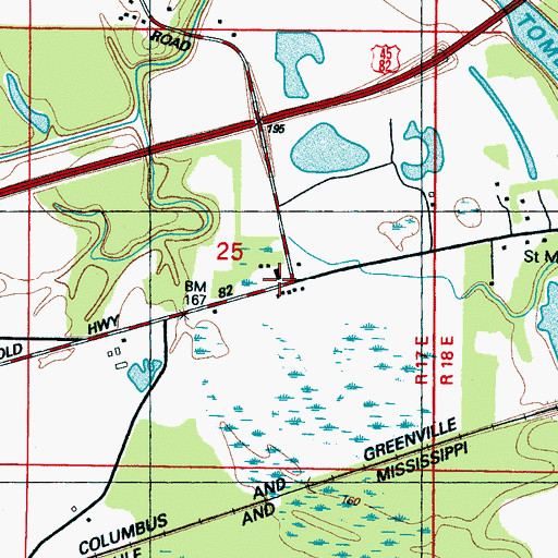 Topographic Map of Marshall Gin (historical), MS