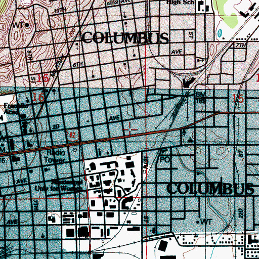 Topographic Map of Mid-City Shopping Center, MS