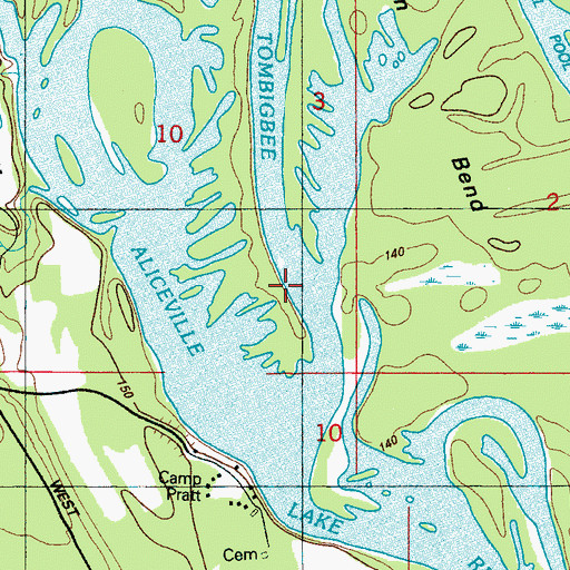 Topographic Map of Moores Bluff, MS