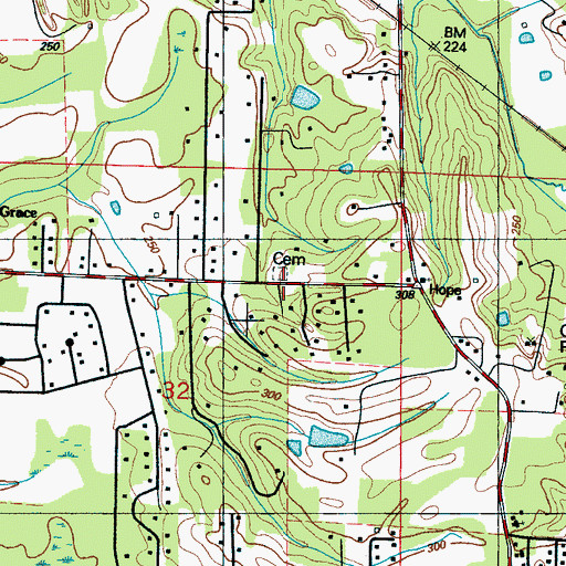 Topographic Map of New Hope Church (historical), MS