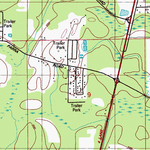 Topographic Map of Oakdale Park, MS
