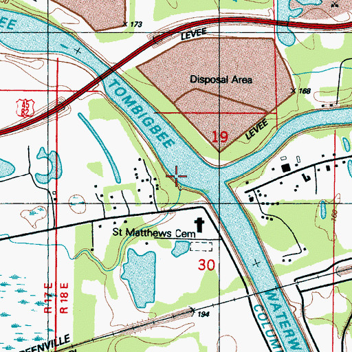 Topographic Map of Old Westport Landing, MS