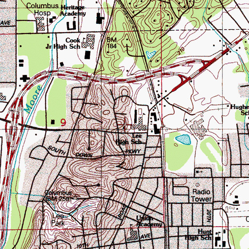 Topographic Map of Our Savior Lutheran Church, MS