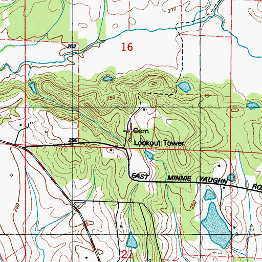 Topographic Map of Parks Cemetery, MS