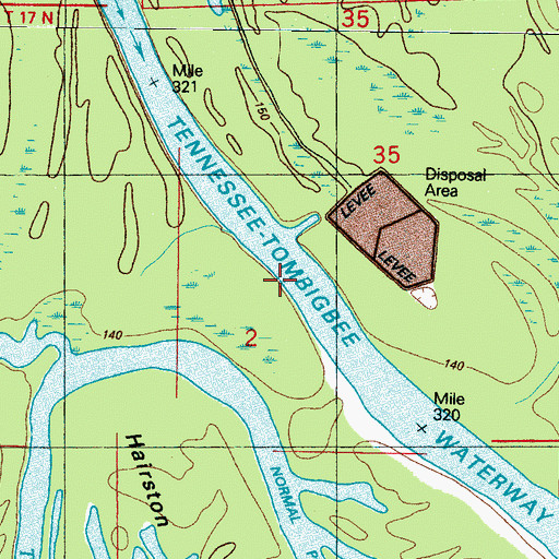 Topographic Map of Pin Hook, MS