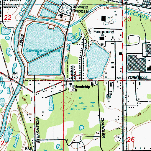 Topographic Map of Pinehaven, MS