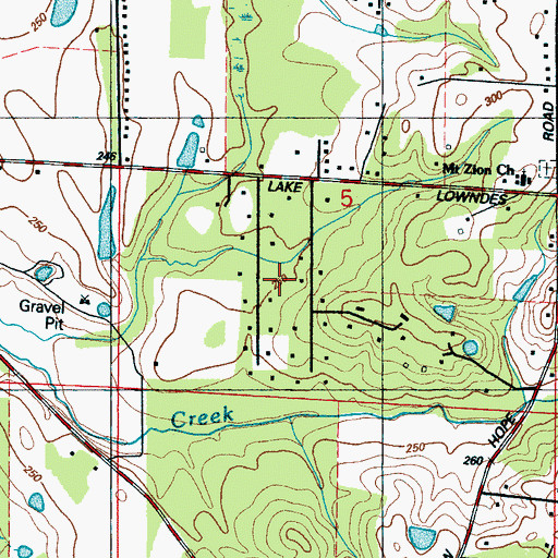 Topographic Map of Pineview Estates, MS