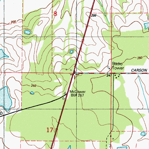 Topographic Map of Potts Store (historical), MS