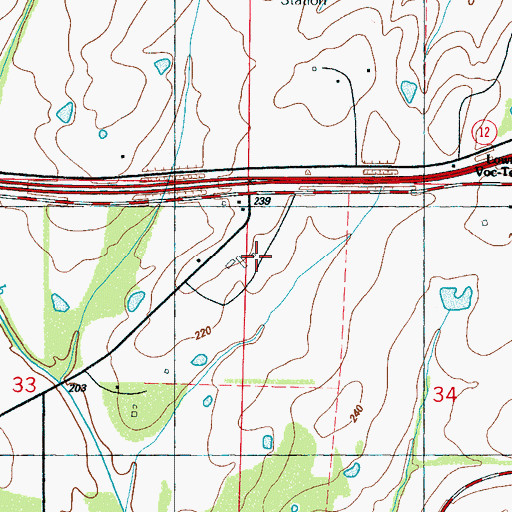 Topographic Map of Prairie Oaks Farm, MS