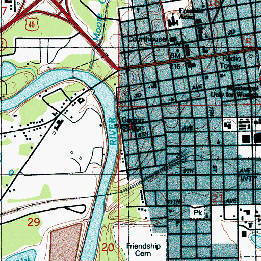 Topographic Map of Riverview, MS
