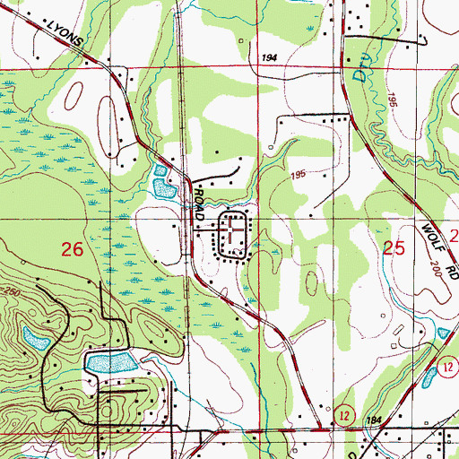 Topographic Map of Roanoke Estates, MS