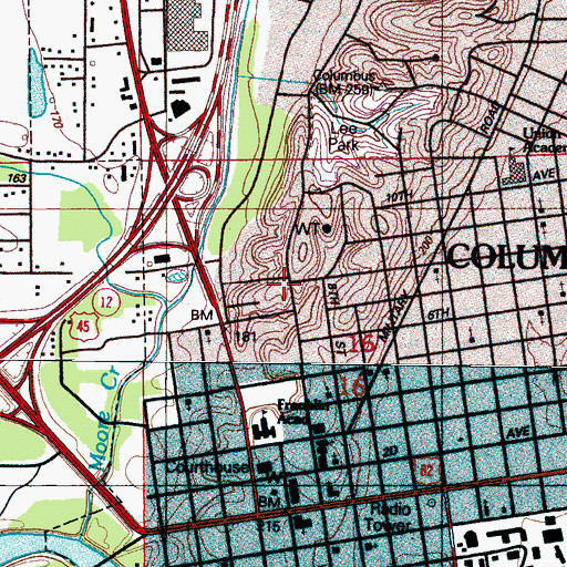 Topographic Map of Rosewood Manor, MS