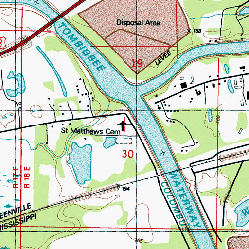 Topographic Map of Saint Matthews Missionary Baptist Church, MS
