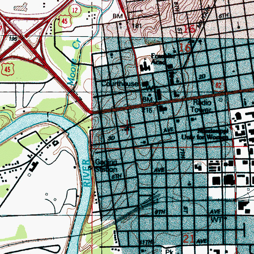 Topographic Map of Saint Pauls Episcopal Church, MS