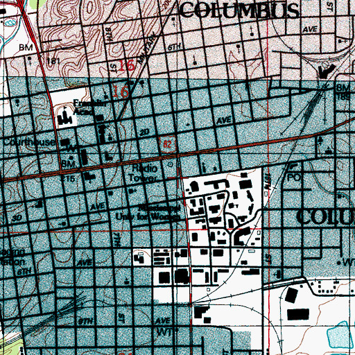 Topographic Map of Shadowlawn, MS