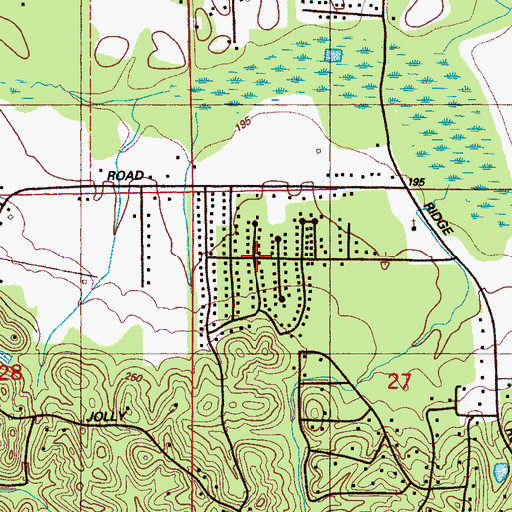 Topographic Map of Sherwood Forest, MS