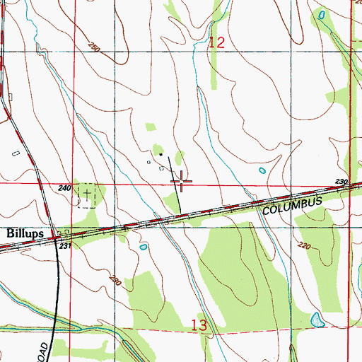Topographic Map of Shula Grove (historical), MS