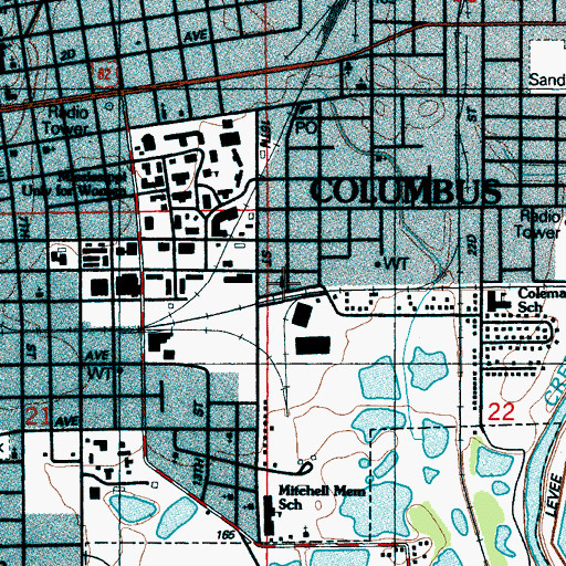 Topographic Map of Southside Baptist Church, MS