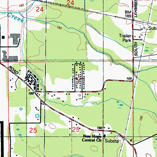 Topographic Map of Sweedenburg Estates, MS