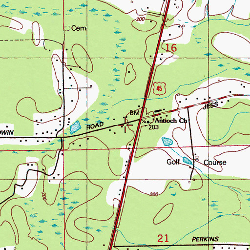 Topographic Map of Sythons Church (historical), MS